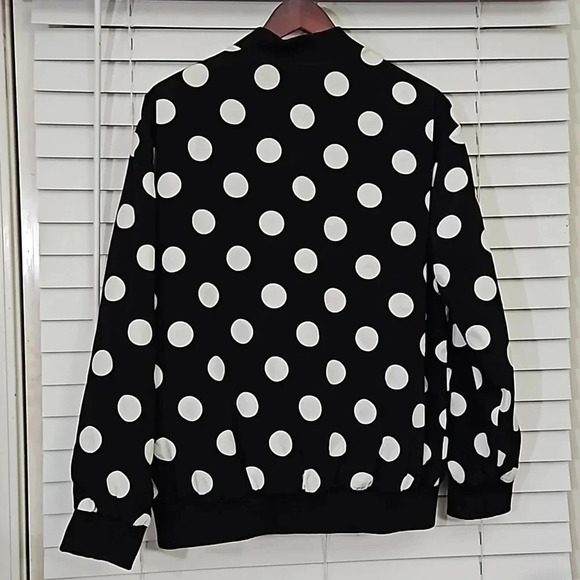 Forever 21 Black Polka Dot Puffy Jacket Sz Lg - Picture 6 of 6